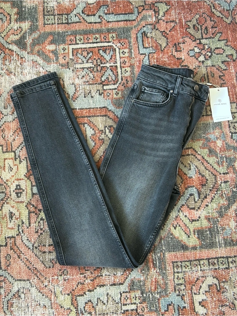 Anine Bing Dark Gray Skinny Jeans
